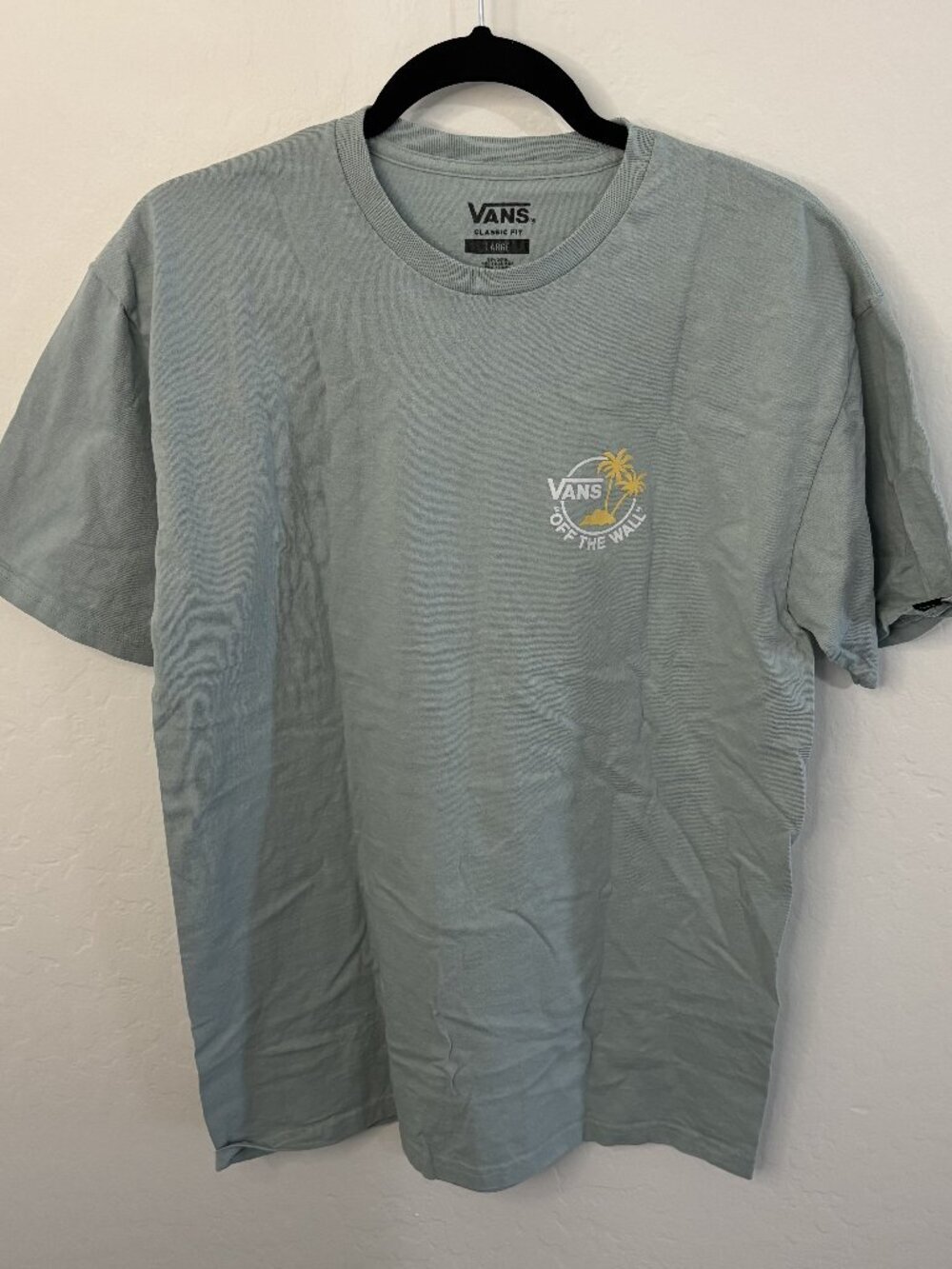 Vans Off The Wall Classic Fit Sage Green Palm Graphic Tee | L